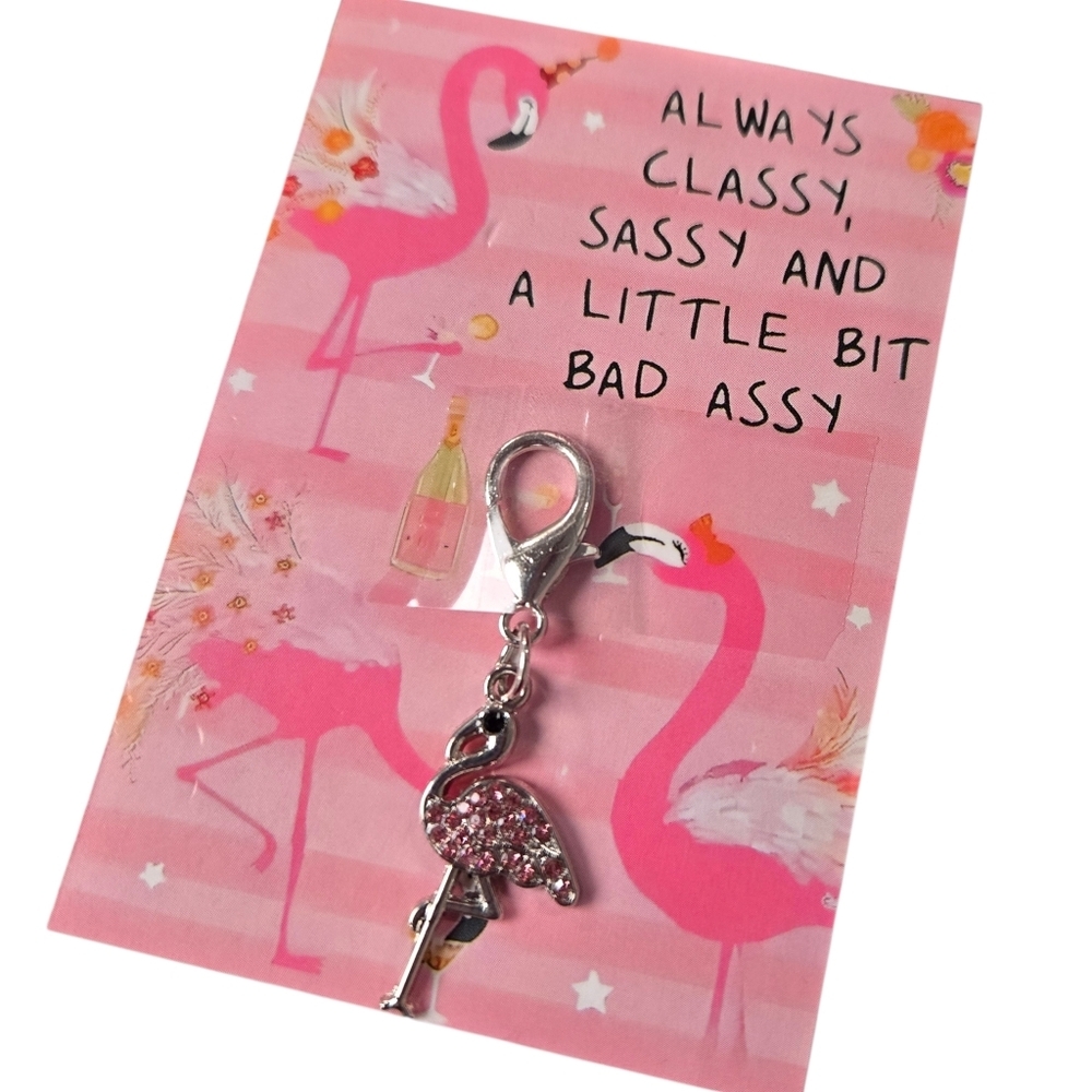 Pink Bundle - Watermelon Spritz Candle & Cute Flamingo Keychain Charm On Card